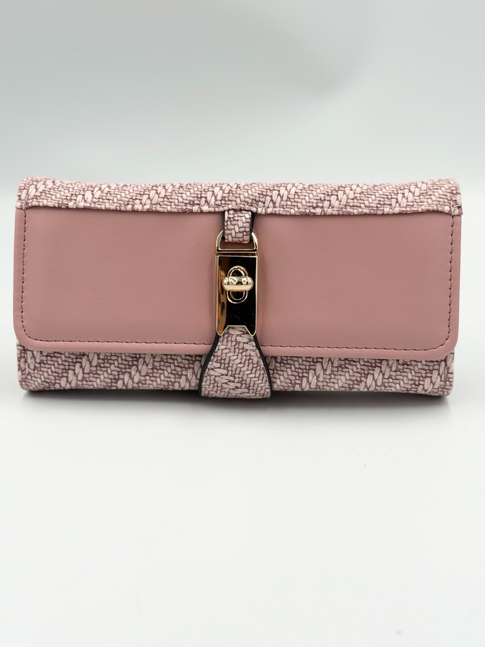 Pink Woven Clutch Wallet
